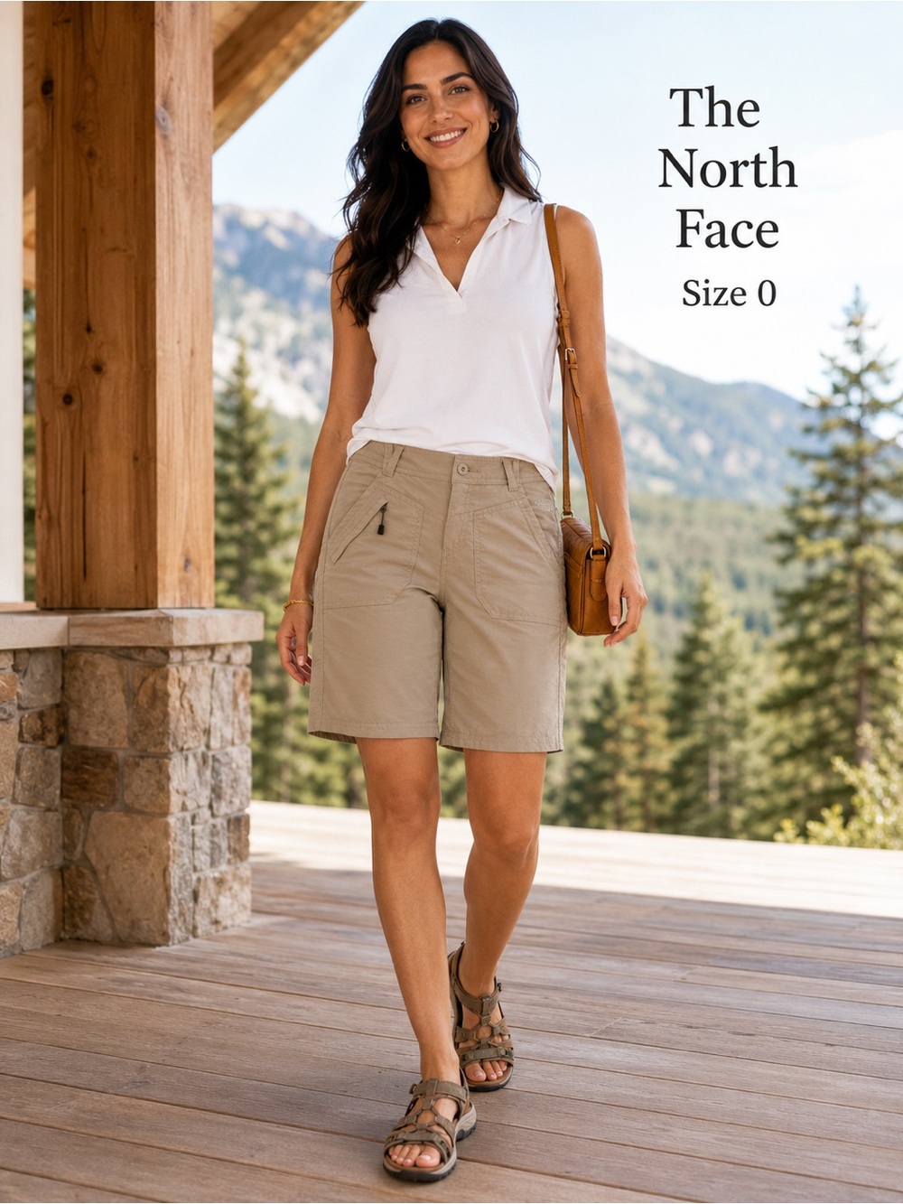 The North Face Women’s Size 0 Khaki Nylon Hiking Bermuda Shorts